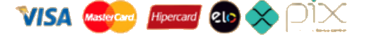 Formas de pagamento: Visa, Mastercard, Hipercard, Elo e Pix